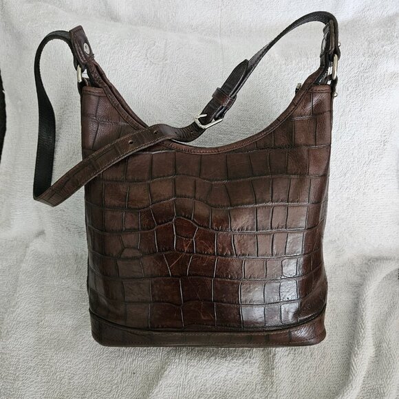 🔆50% OFF! Vintage Dooney & Bourke Croc Embossed Small Hobo Shoulder Bag - Picture 2 of 16